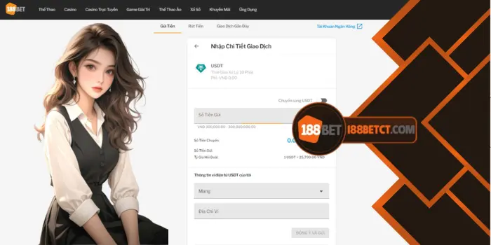 {8} Một số bước để nạp tiền vào 188Bet qua USDT: